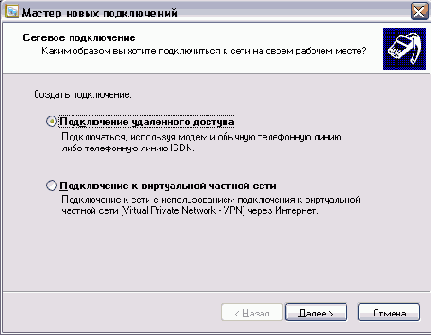 Выбор способа подключения